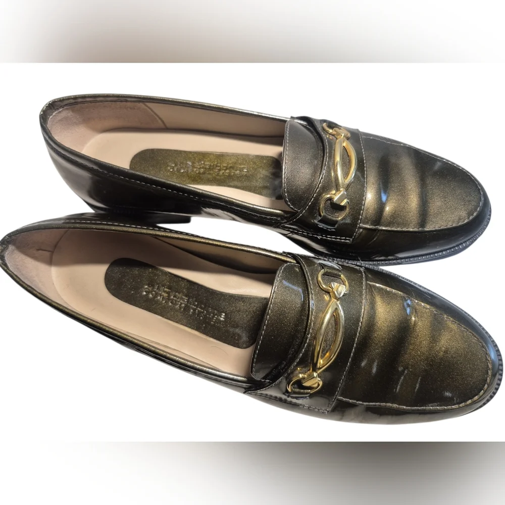 Vintage Bronze Metallic Patent Leather Liz Claiborne Bit Loafers - Size 7N
